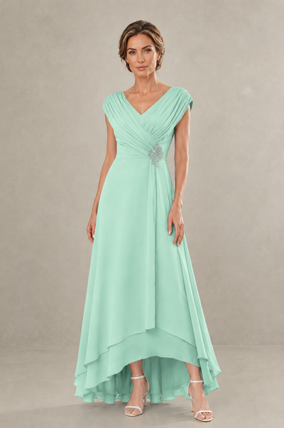 BOLODOO Mint Green V-Neck High-Low Mother of the Bride Dress - Mint Green - Mint Green_01