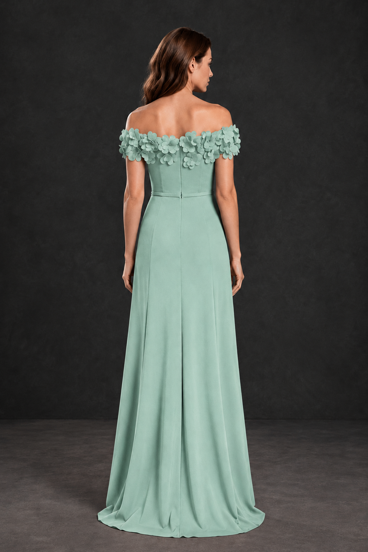BOLODOO Mint Green Off-the-Shoulder Mother of the Bride Dress with Floral Appliques - Mint Green - Mint Green_02
