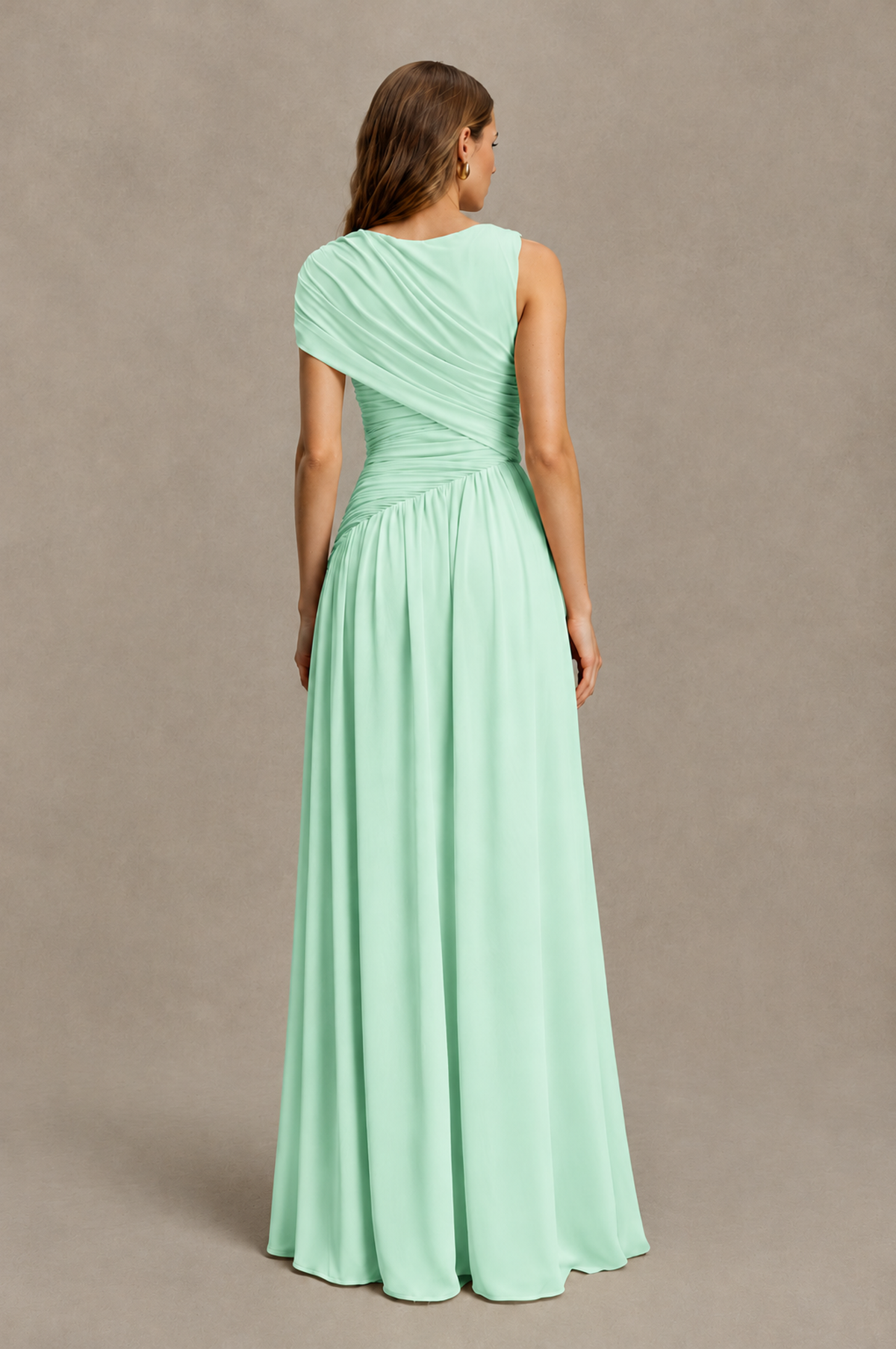 BOLODOO Mint Green One-Shoulder Ruched Floor-Length Bridesmaid Dress - Mint Green - Mint Green_02