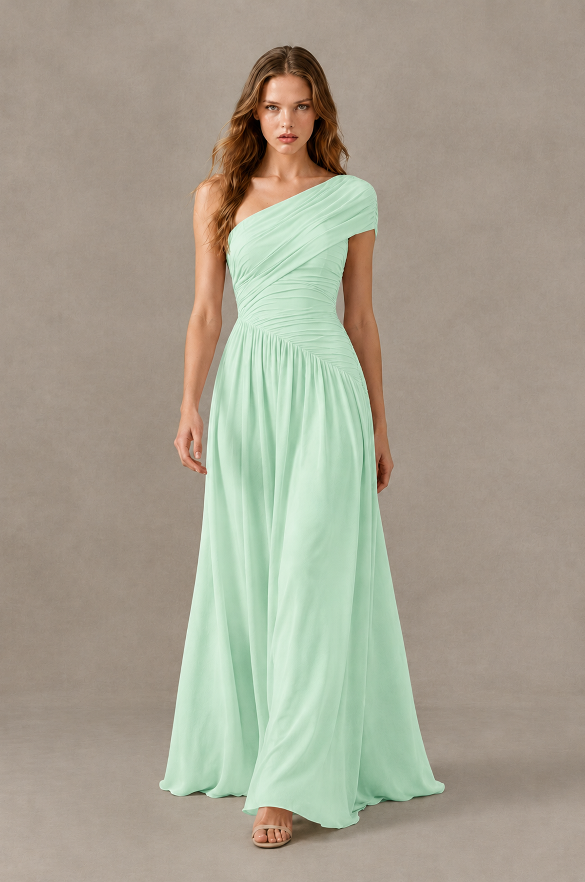 BOLODOO Mint Green One-Shoulder Ruched Floor-Length Bridesmaid Dress - Mint Green - Mint Green_03