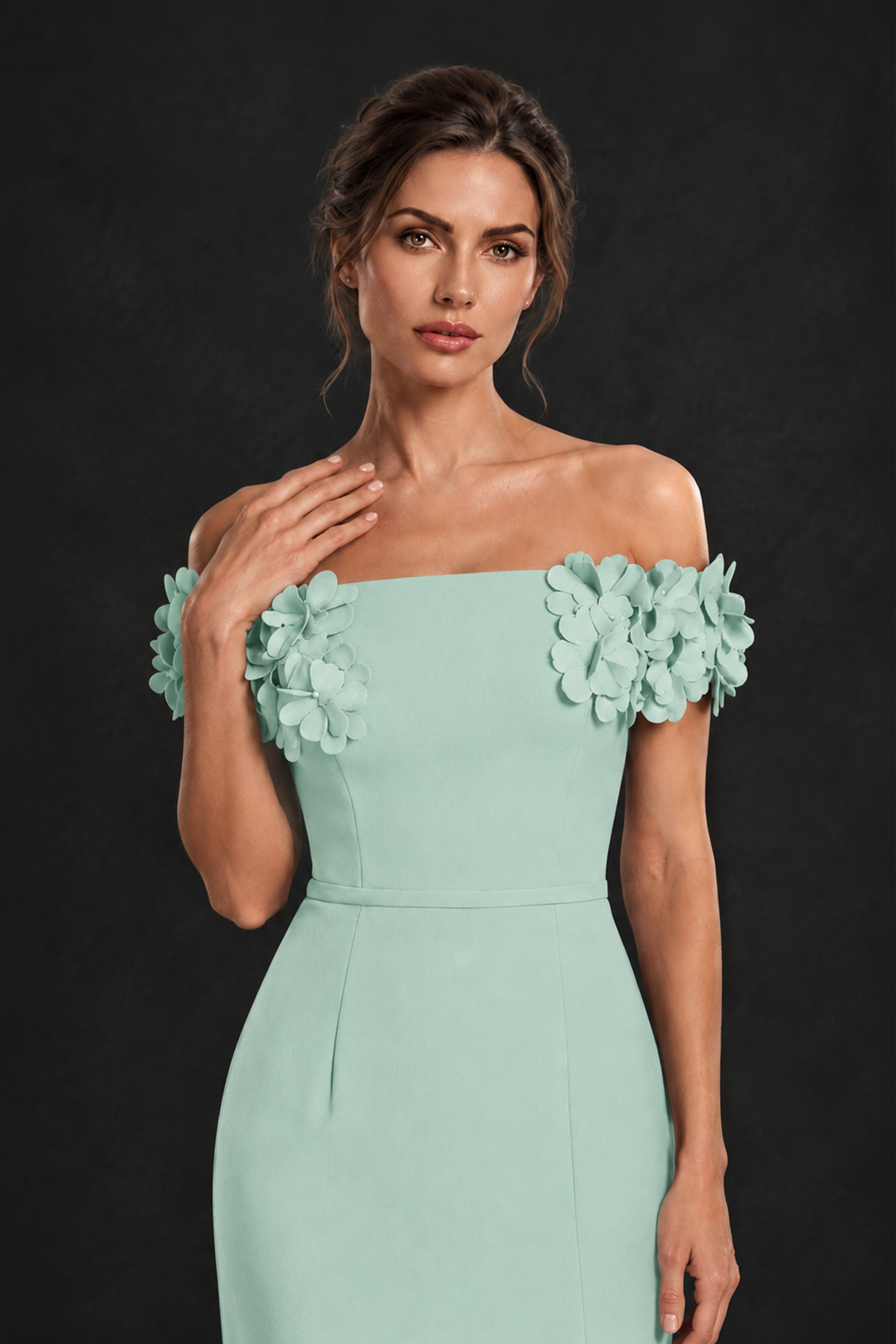BOLODOO Mint Green Off-the-Shoulder Mother of the Bride Dress with Floral Appliques - Mint Green - Mint Green_04