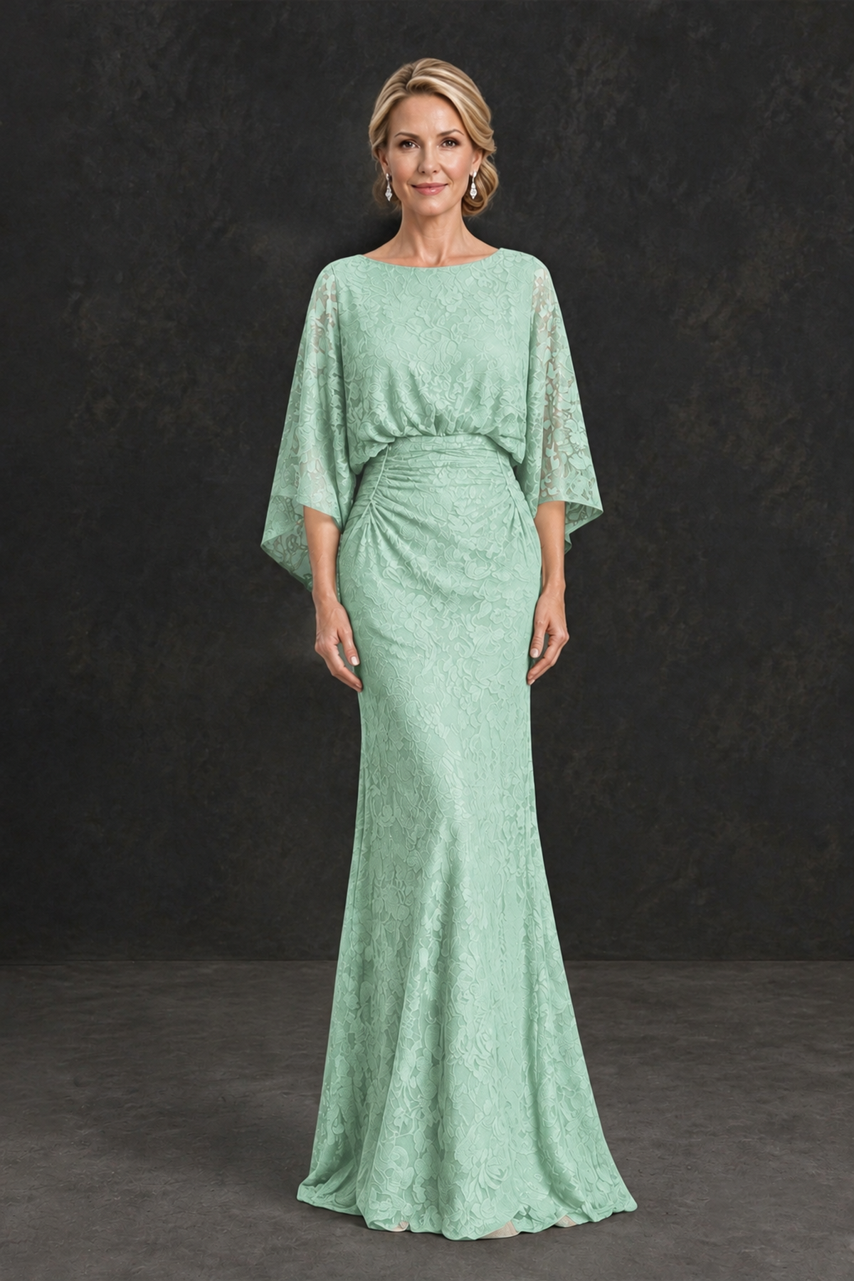 BOLODOO Mint Green Lace Flutter Sleeve Mother of the Bride Dress - Mint Green - Mint Green_1