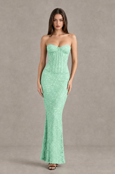BOLODOO Mint Green Strapless Lace Corset Wedding Guest Dress - Mint Green - Mint Green_1