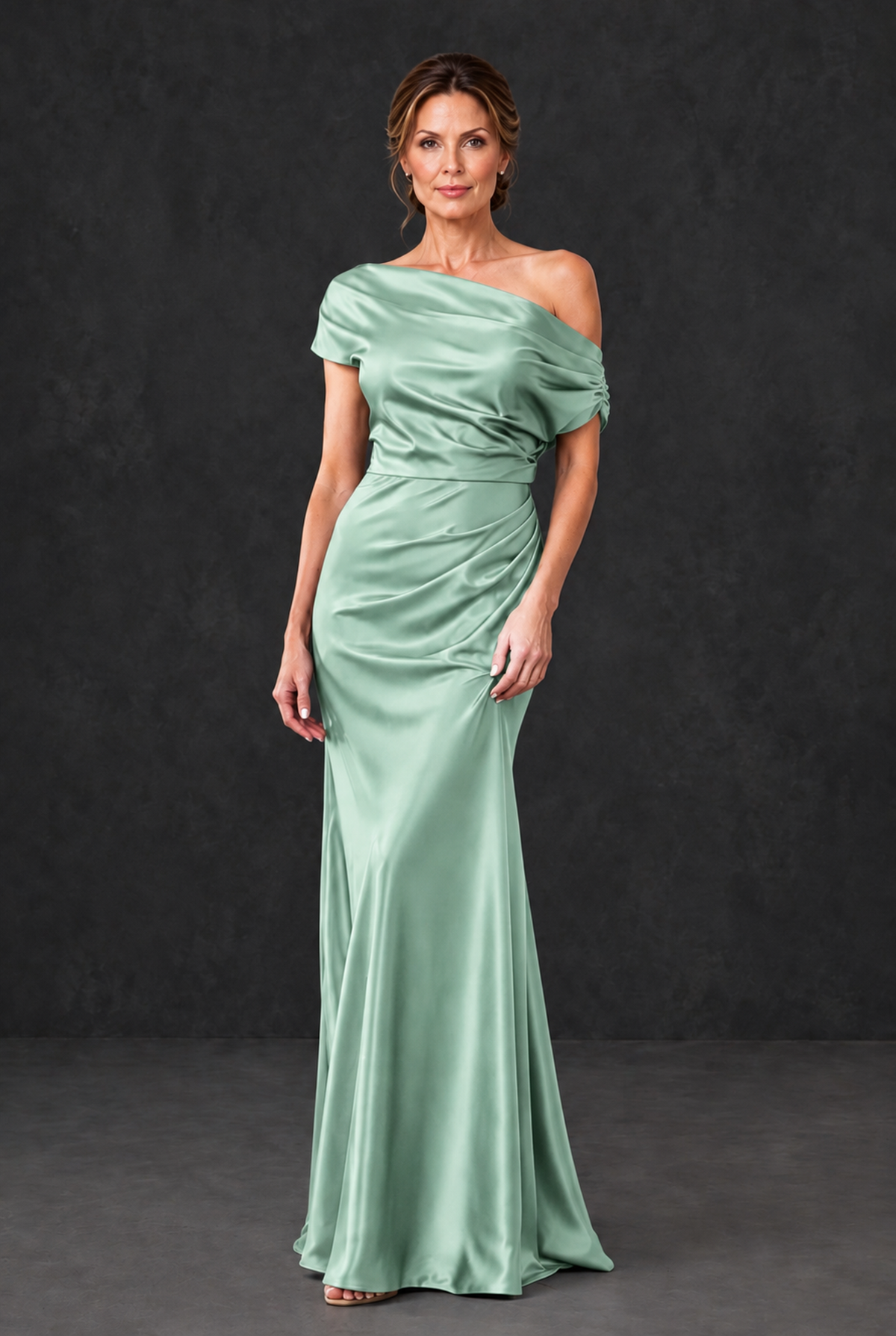 BOLODOO Mint Green Asymmetric Ruched Mother of the Bride Dress - Mint Green - Mint_Green_1