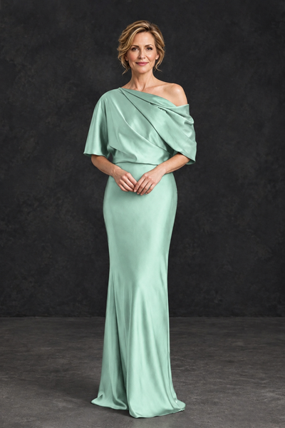 BOLODOO Mint Green Satin Asymmetric Mother of the Bride Dress - Mint Green - Mint Green_1
