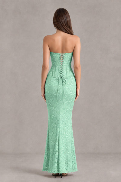 BOLODOO Mint Green Strapless Lace Corset Wedding Guest Dress - Mint Green - Mint Green_2