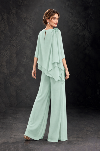 BOLODOO Mint Green Layered Wide-Leg Mother of the Bride Pant Suit - Mint Green - Mint Green_2