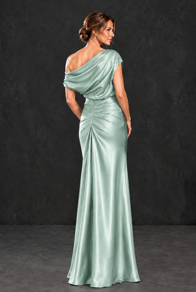 BOLODOO Mint Green Asymmetric Ruched Mother of the Bride Dress - Mint Green - Mint_Green_2