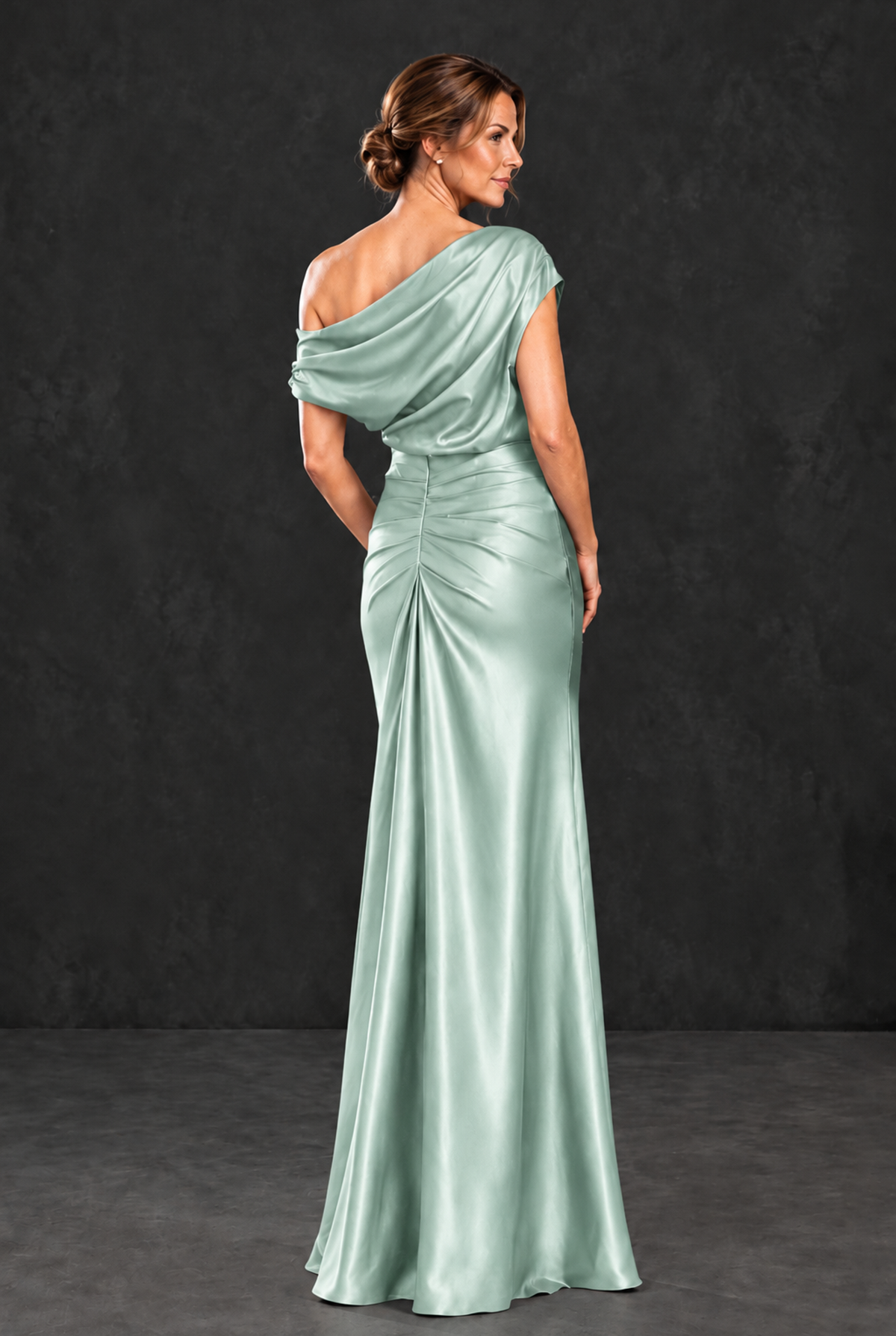 BOLODOO Mint Green Asymmetric Ruched Mother of the Bride Dress - Mint Green - Mint_Green_2