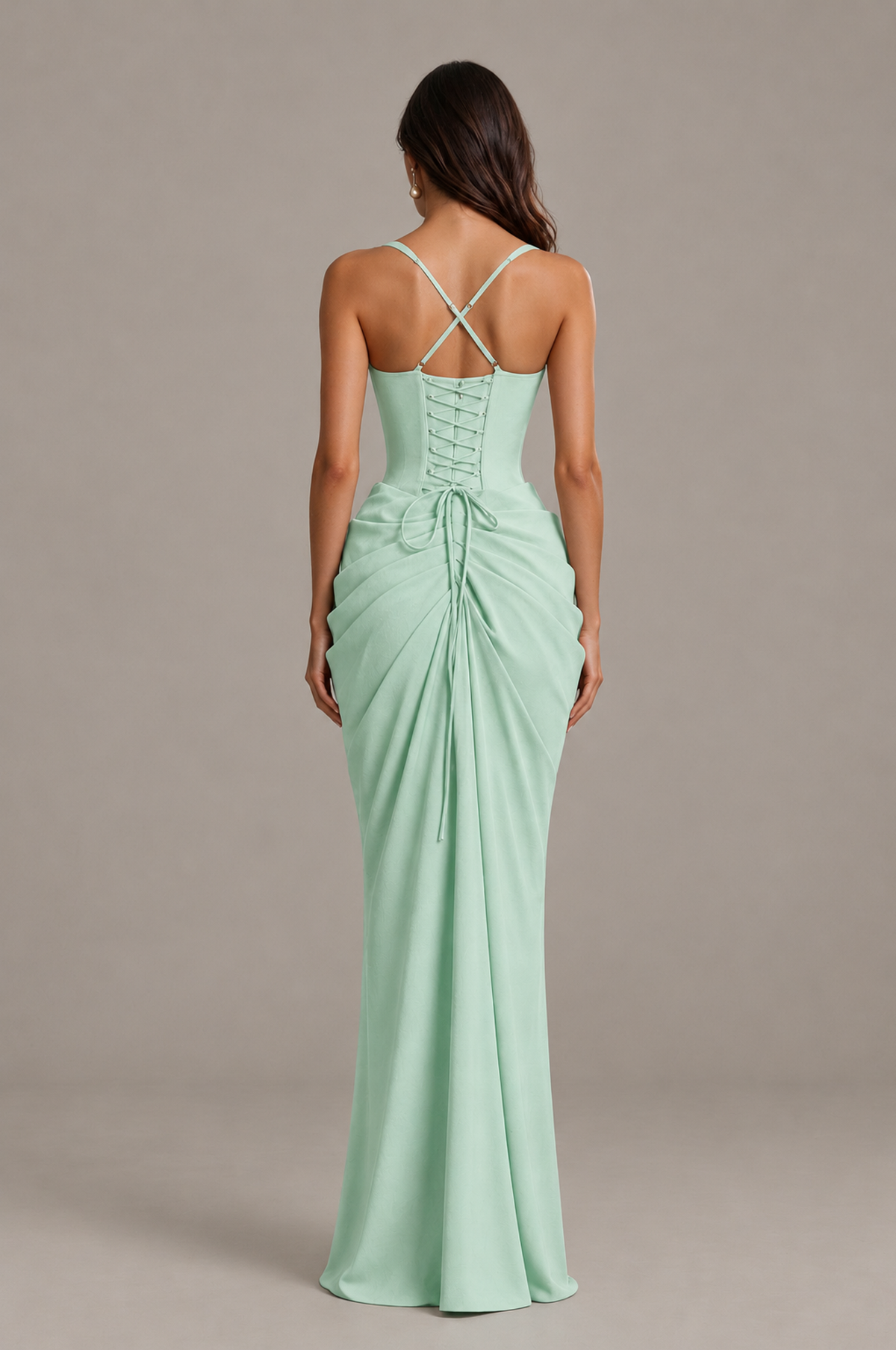 BOLODOO Mint Green Sweetheart Ruched Lace-Up Back Evening Gown - Mint Green - Mint_Green_2
