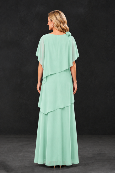BOLODOO Mint Green Tiered Flutter Sleeve Mother of the Bride Maxi Dress - Mint Green - Mint Green_2