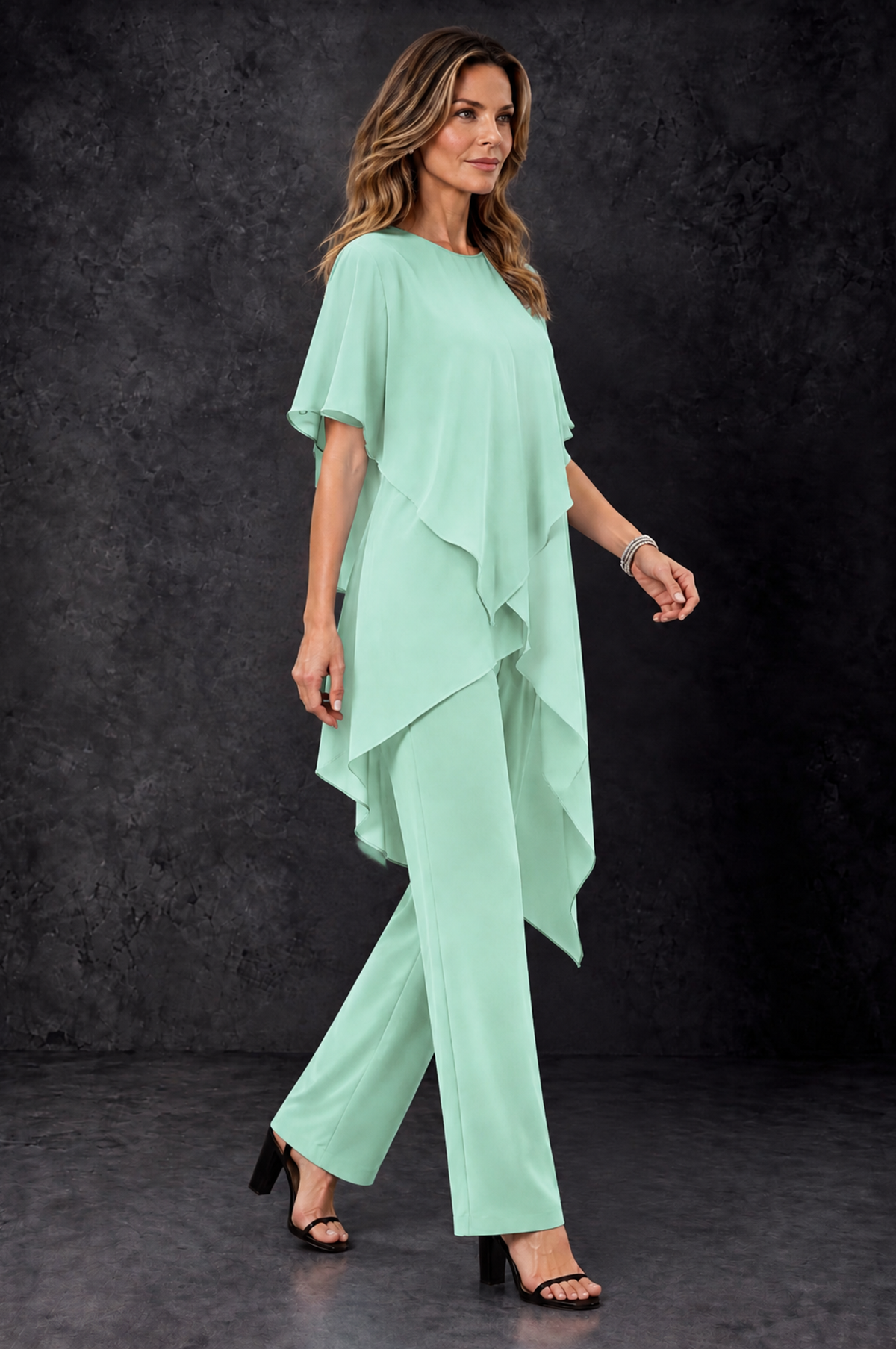 BOLODOO Mint Green Chiffon Two Piece Mother of the Bride Pant Suit - Mint Green - Mint_Green_2