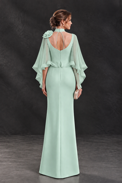 BOLODOO Mint Green Floral Cape Sleeve Mother of the Bride Dress - Mint Green - Mint_Green_2
