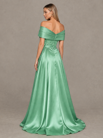 BOLODOO Mint Green Sequin Mermaid Evening Dress with Detachable Satin Overskirt and Sweep Train - Mint Green - Mint Green_2