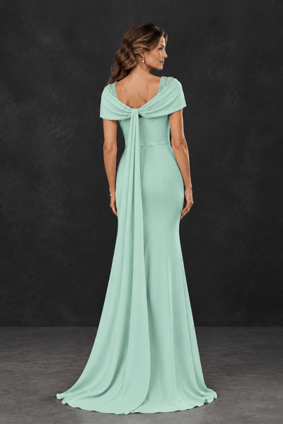 BOLODOO Mint Green Mother of the Bride Dress with Draped Cape Detail - Mint Green - Mint_Green_2