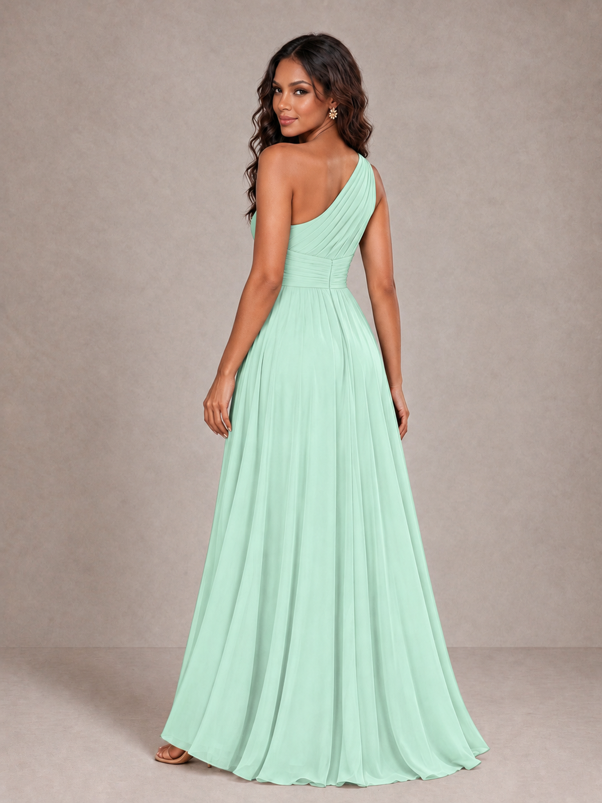 BOLODOO Mint Green One-Shoulder A-Line Bridesmaid Dress - Mint Green - Mint Green_2
