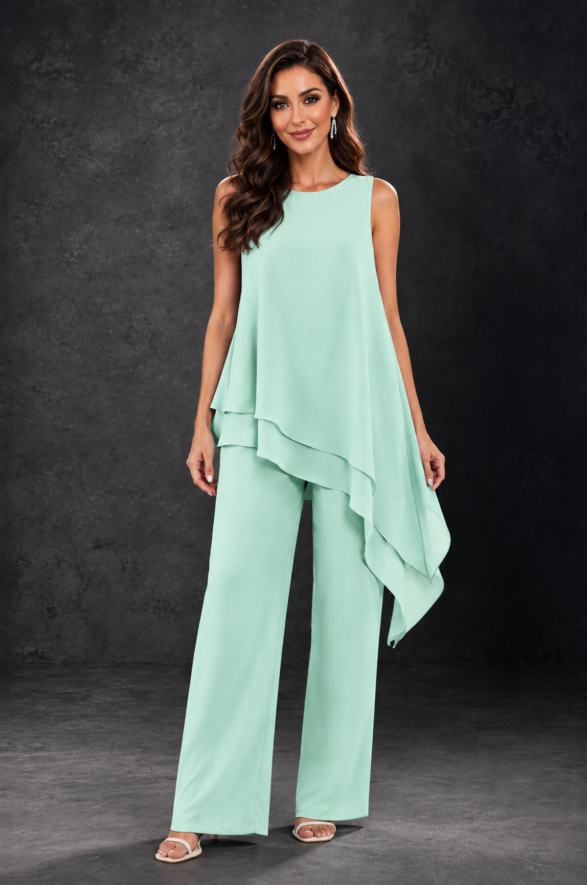 BOLODOO Mint Green Layered Mother of the Bride Pantsuit with Jacket - Mint Green - Mint_Green_3