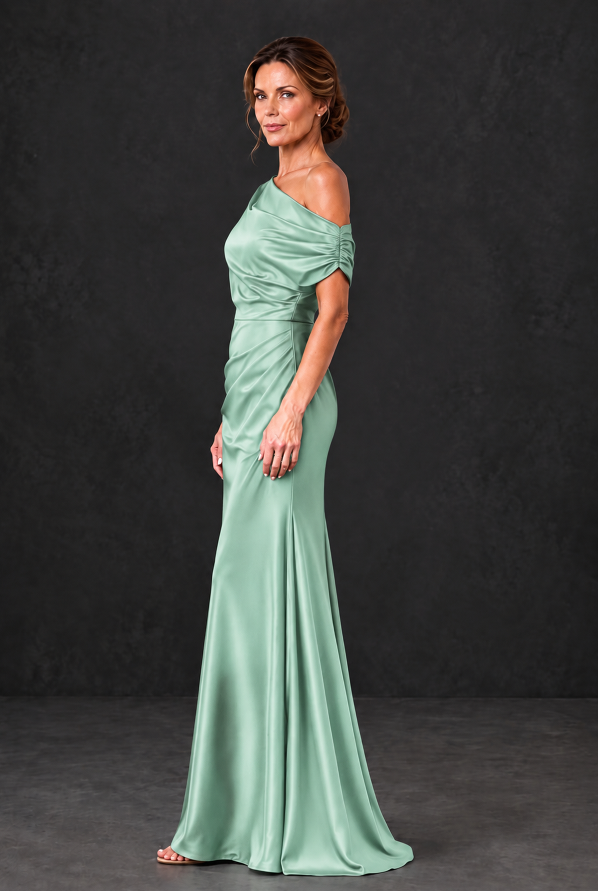 BOLODOO Mint Green Asymmetric Ruched Mother of the Bride Dress - Mint Green - Mint_Green_3