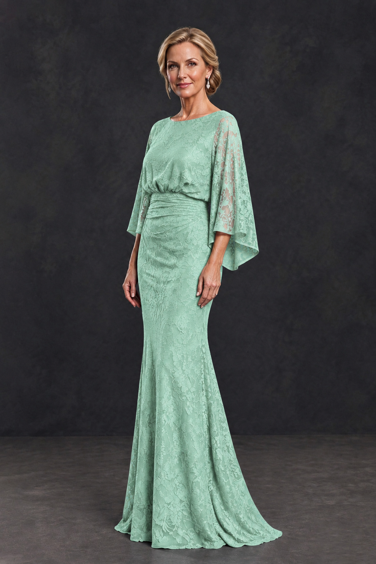 BOLODOO Mint Green Lace Flutter Sleeve Mother of the Bride Dress - Mint Green - Mint Green_3