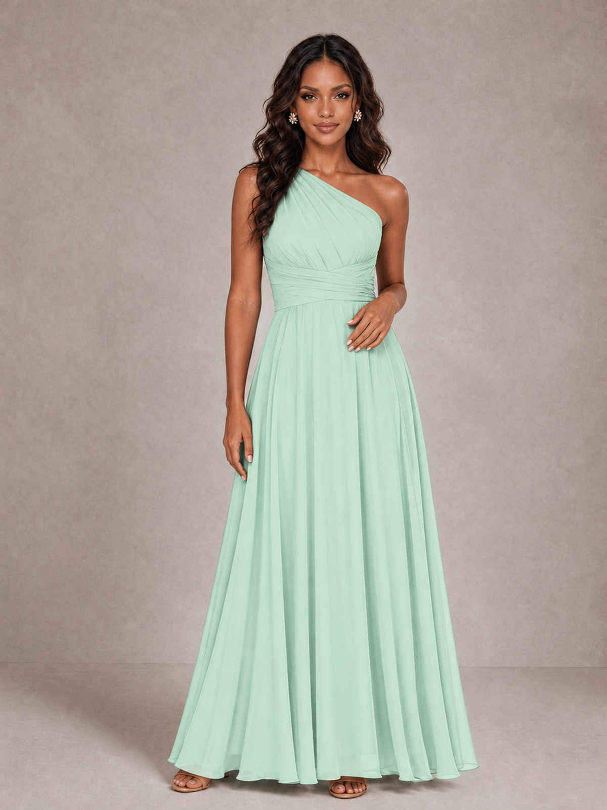 BOLODOO Mint Green One-Shoulder A-Line Bridesmaid Dress - Mint Green - Mint Green_3