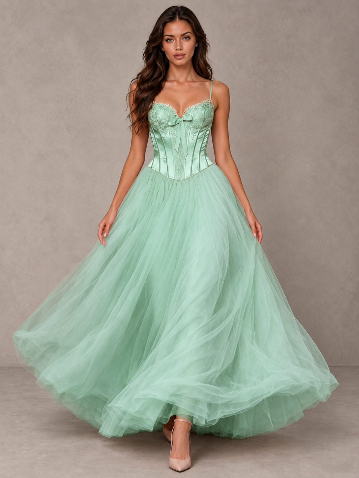 BOLODOO Mint Green Corset Tulle Prom Dress with Spaghetti Straps - Mint Green - Mint_Green_4