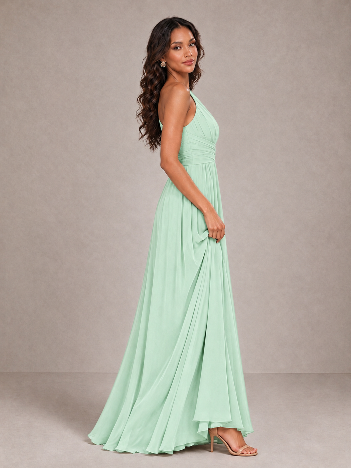 BOLODOO Mint Green One-Shoulder A-Line Bridesmaid Dress - Mint Green - Mint Green_4