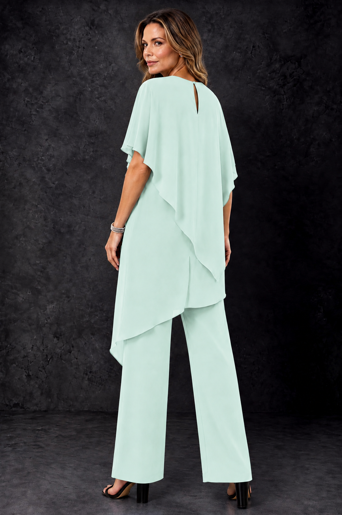 BOLODOO Mint Green Chiffon Two Piece Mother of the Bride Pant Suit - Mint Green - Mint_Green_4