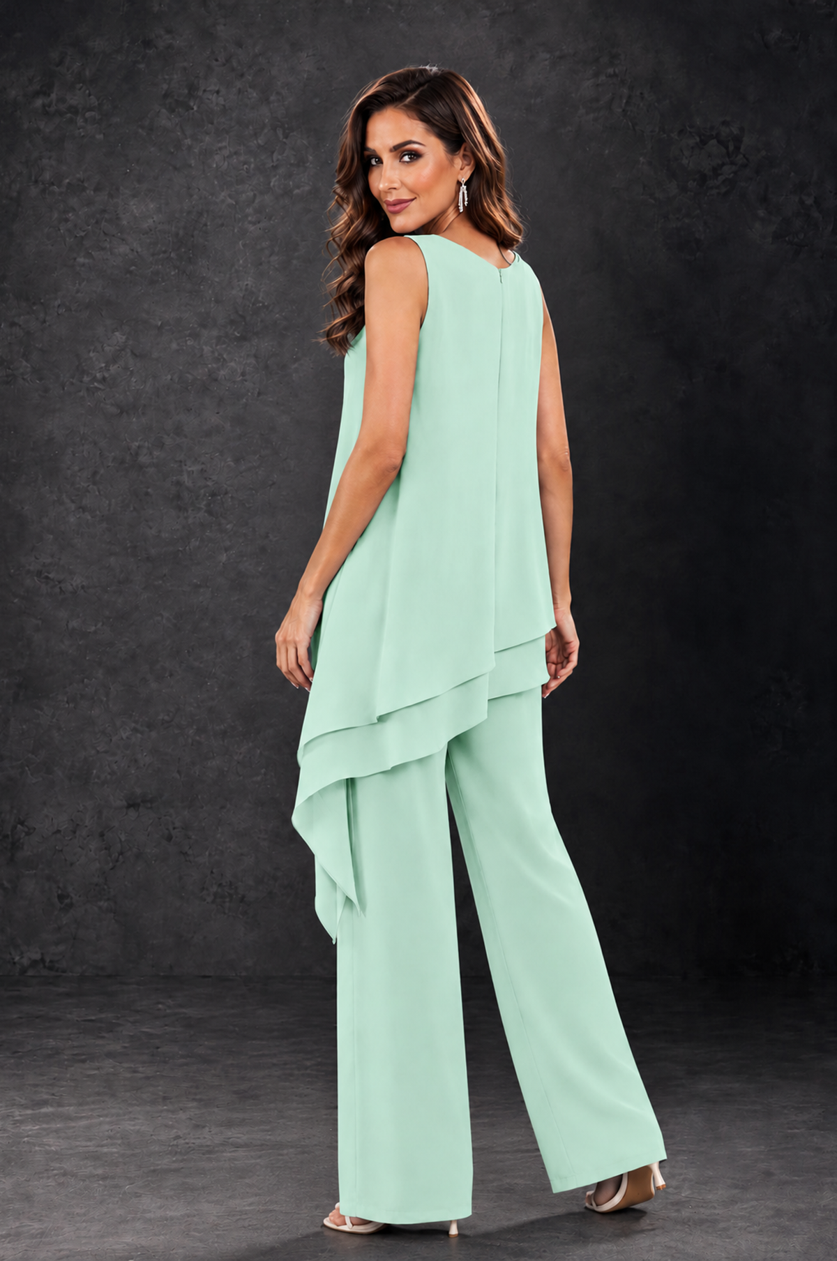 BOLODOO Mint Green Layered Mother of the Bride Pantsuit with Jacket - Mint Green - Mint_Green_4