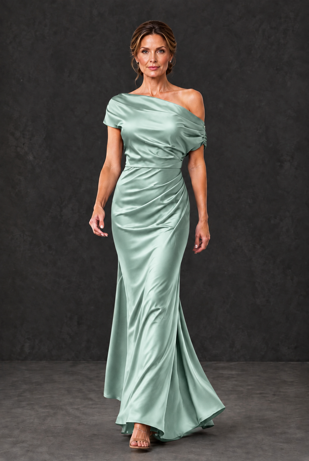 BOLODOO Mint Green Asymmetric Ruched Mother of the Bride Dress - Mint Green - Mint_Green_4