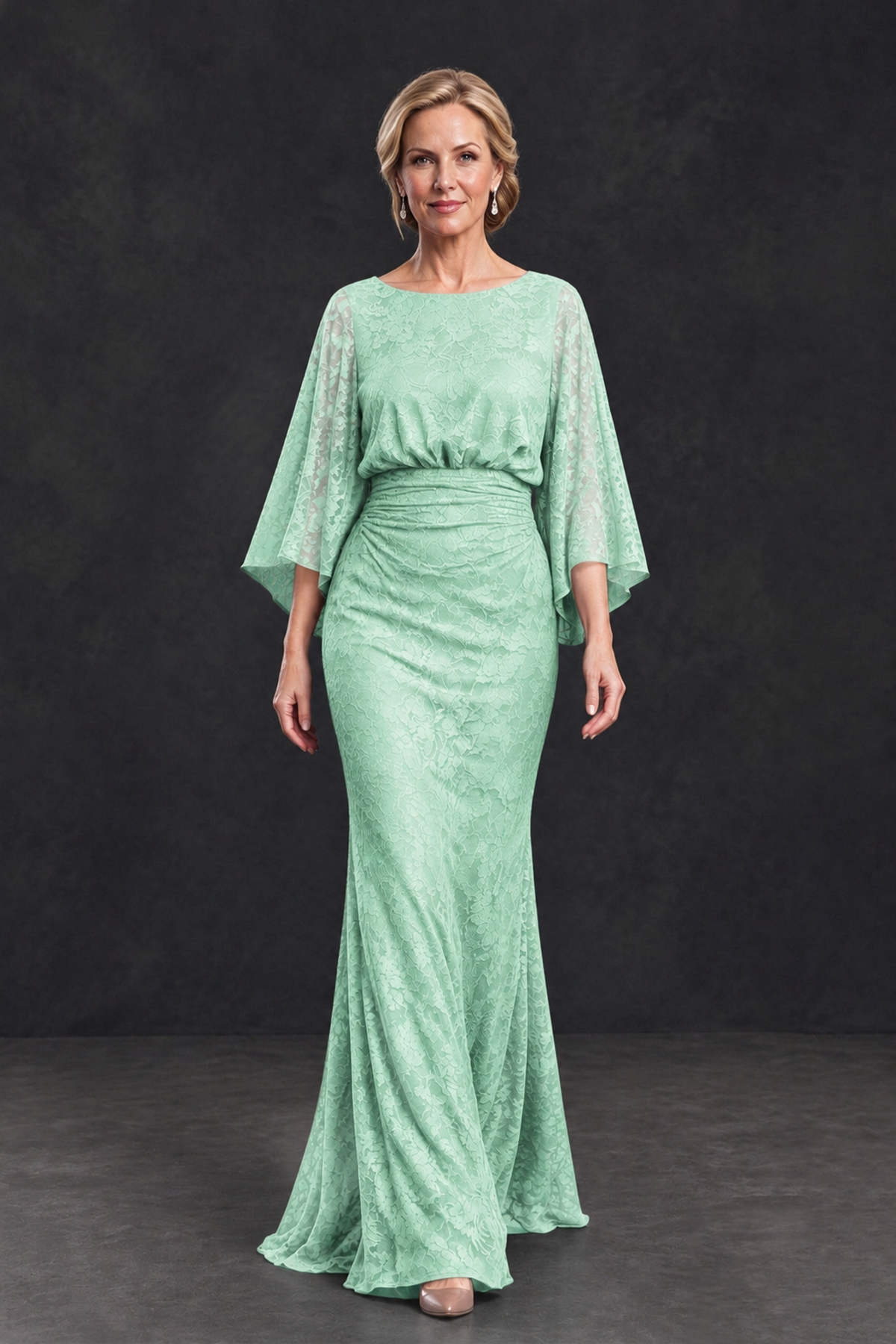 BOLODOO Mint Green Lace Flutter Sleeve Mother of the Bride Dress - Mint Green - Mint Green_4