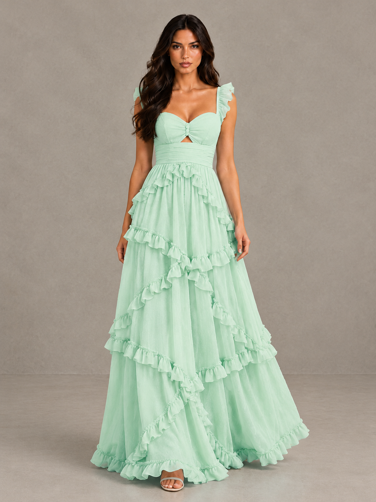 BOLODOO Mint Green Ruffle A-Line Prom Dress with Open Back - Mint Green - Mint Green (1)