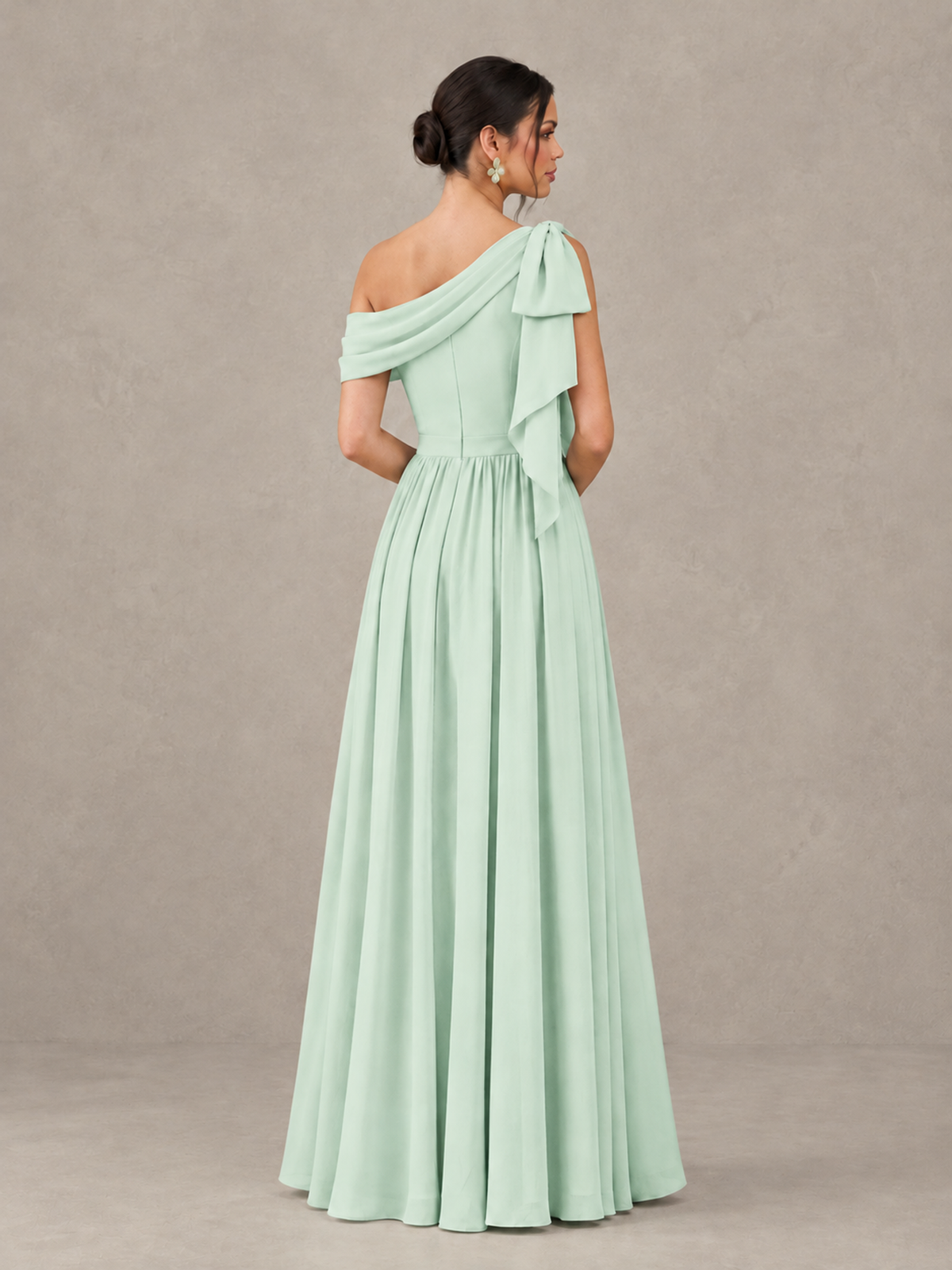 BOLODOO Mint Green One-Shoulder Maternity Bridesmaid Dress with Slit - Mint Green - Mint Green (2)