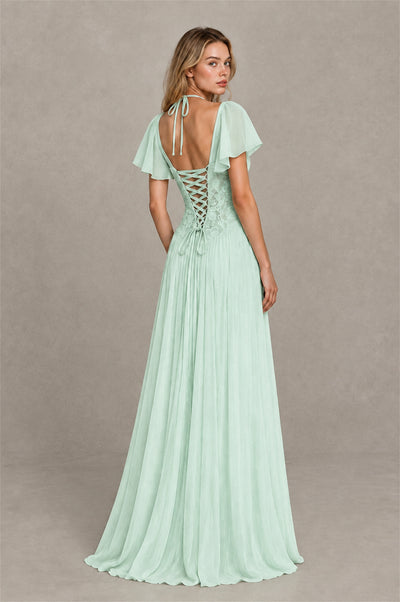 BOLODOO Mint Green Flutter Sleeve Lace Corset A-Line Maxi Dress - Mint Green - Mint Green (2)
