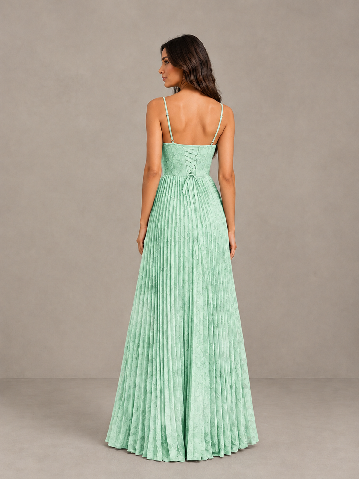 BOLODOO Mint Green Pleated Bridesmaid Dress with Sweetheart Neckline & Slit - Mint Green - Mint Green (2)