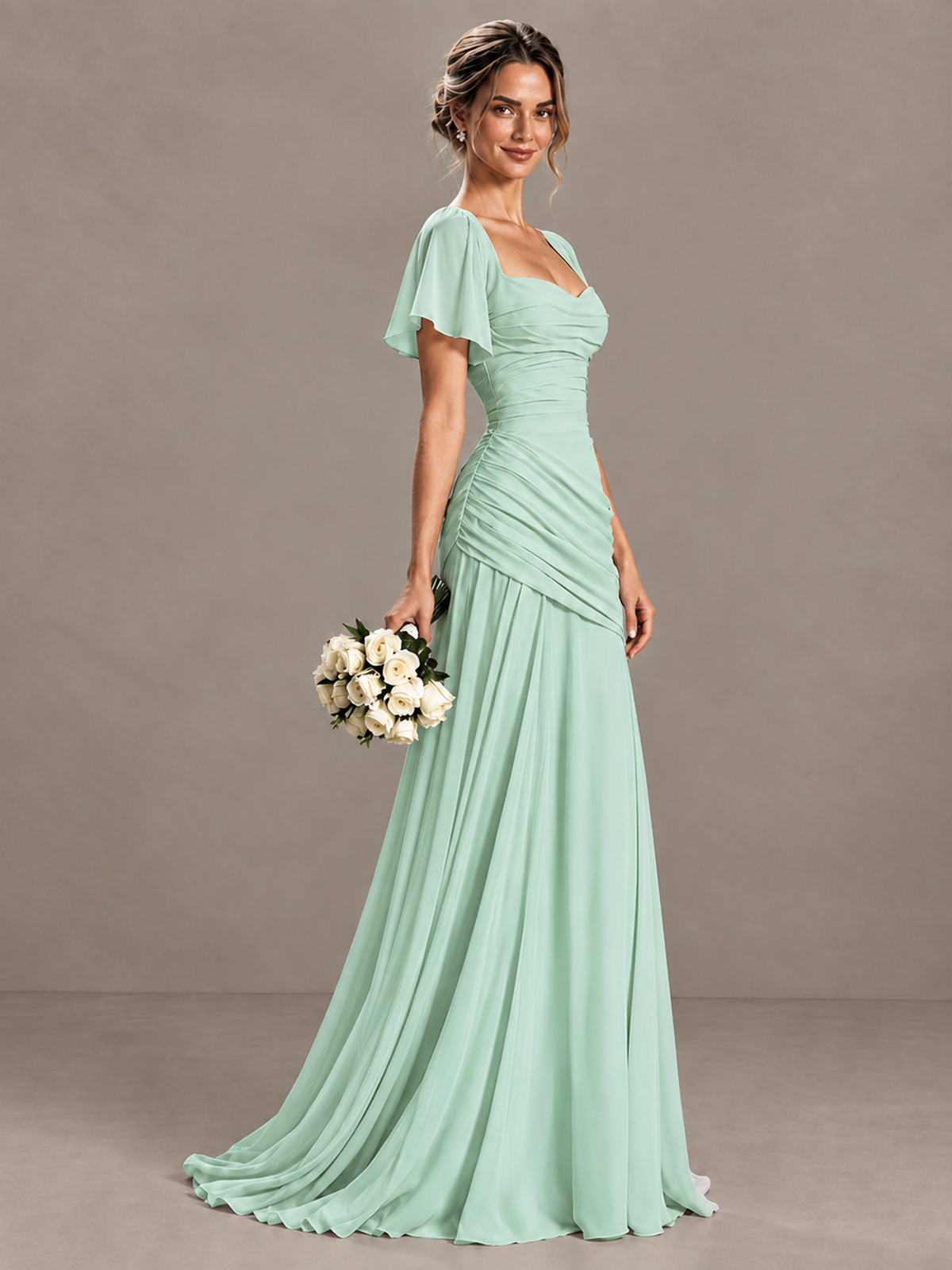 BOLODOO Mint Green Flutter Sleeve Lace-Up Back Maxi Dress - Mint Green - Mint Green (3)