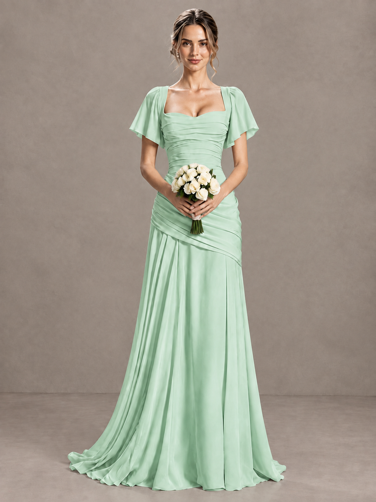 BOLODOO Mint Green Flutter Sleeve Lace-Up Back Maxi Dress - Mint Green - Mint Green (4)