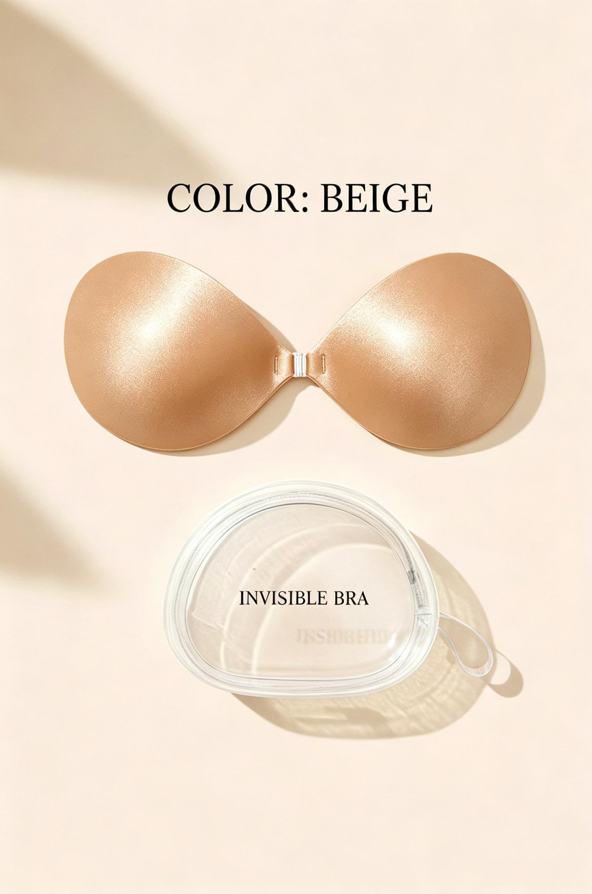 BOLODOO Invisible Adhesive Push-Up Bra - Strapless Backless Reusable Sticky Bra, Beige - Mocha Brown - Mocha Brown