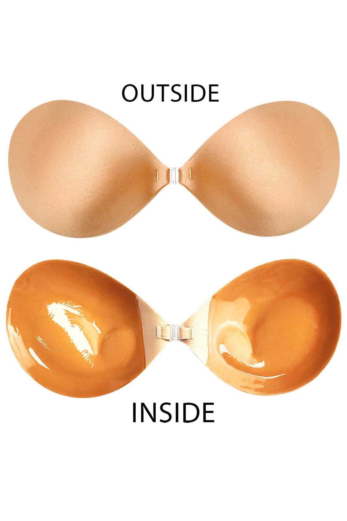 BOLODOO Invisible Adhesive Push-Up Bra - Strapless Backless Reusable Sticky Bra, Beige - Mocha Brown - Mocha Brown