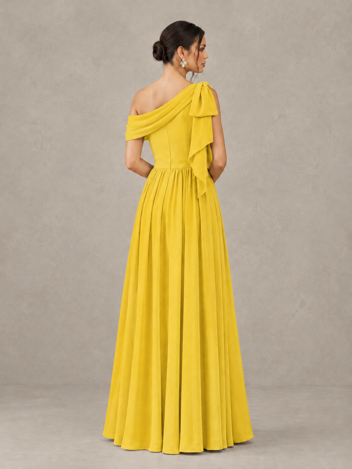 BOLODOO Mustard Yellow One-Shoulder Maternity Bridesmaid Dress with Slit - Mustard Yellow - Mustard_Yellow_3
