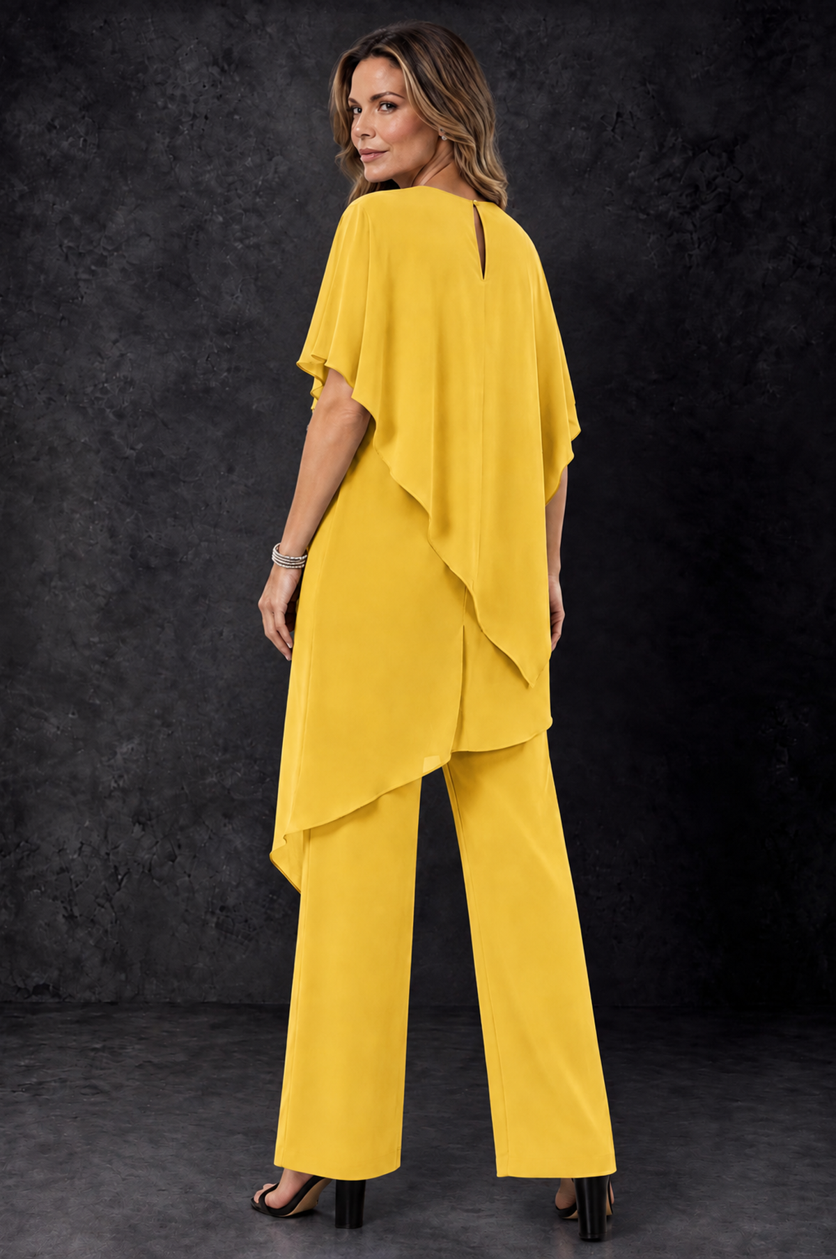 BOLODOO Mustard Yellow Chiffon Two Piece Mother of the Bride Pant Suit - Mustard Yellow - Mustard_Yellow_4