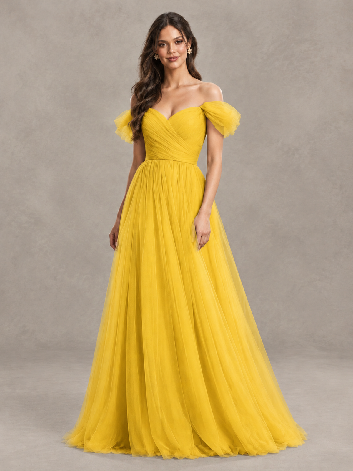 BOLODOO Mustard Yellow Off-the-Shoulder Ruffle Sleeve A-Line Bridesmaid Dress - Mustard Yellow - Mustard Yellow (4)