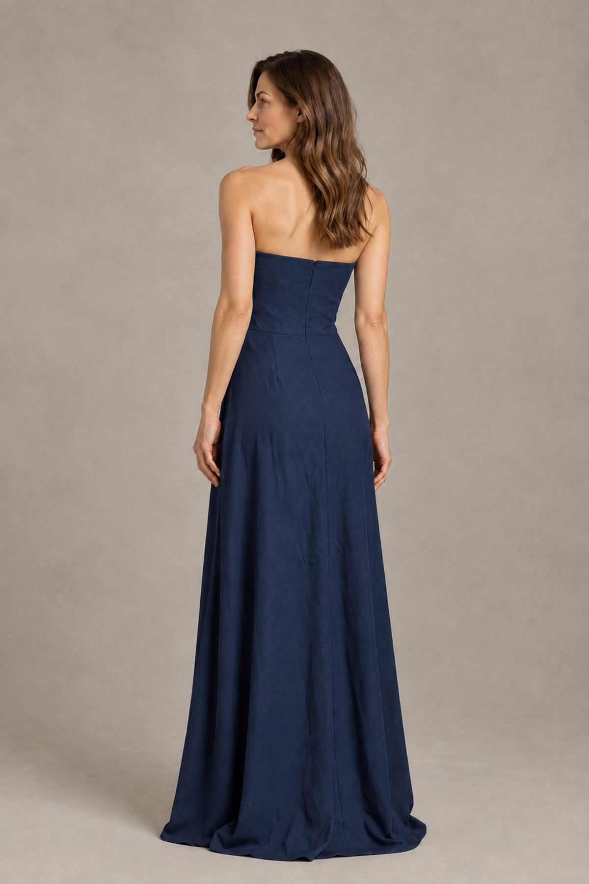 BOLODOO Navy Blue Strapless Floral Mother of the Bride Gown - Navy Blue - Navy Blue_02