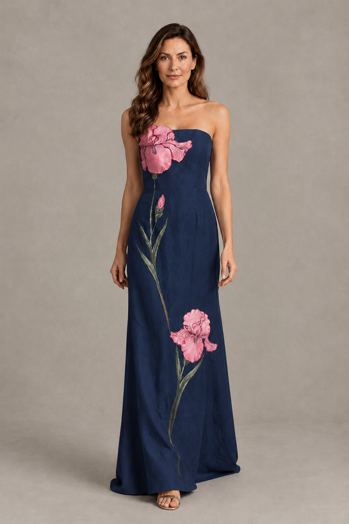 BOLODOO Navy Blue Strapless Floral Mother of the Bride Gown - Navy Blue - Navy Blue_04