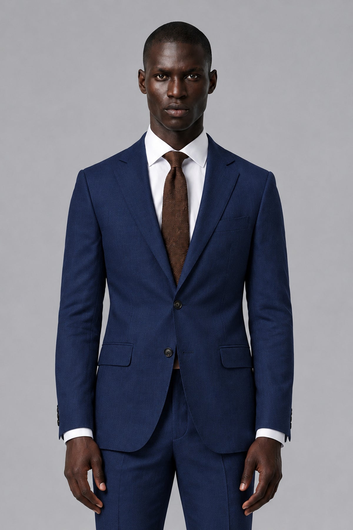 Men's Navy Blue Two-Piece Notch Lapel Suit - Navy Blue - Navy Blue_1