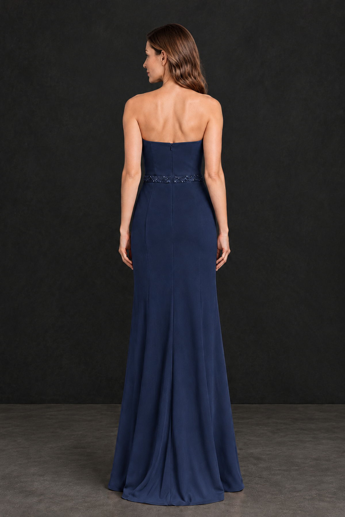 BOLODOO Navy Blue Strapless Mother of the Bride Dress with 3D Floral Appliques - Navy Blue - Navy_Blue_2
