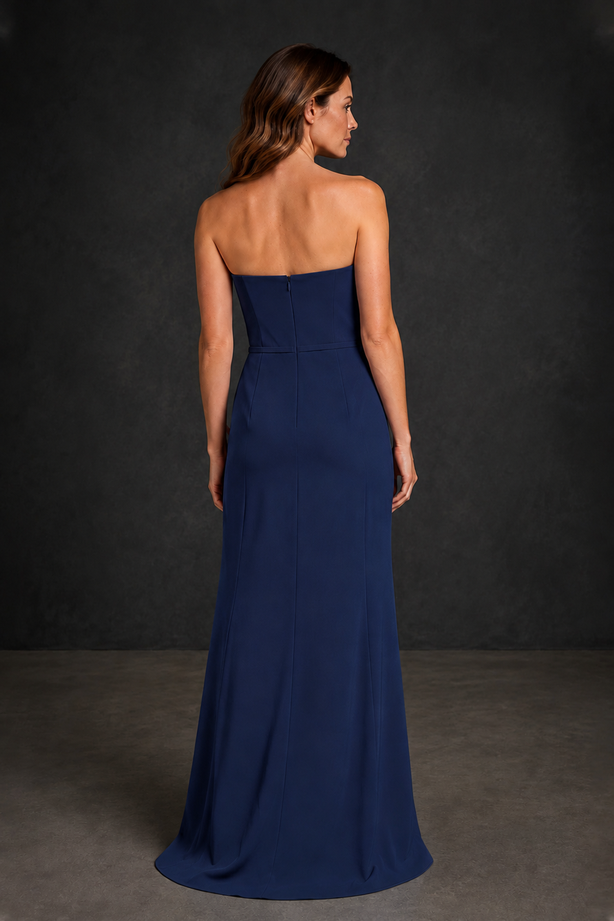 BOLODOO Navy Blue Strapless Mother of the Bride Dress with Ruffle Detail - Navy Blue - Navy_Blue_2