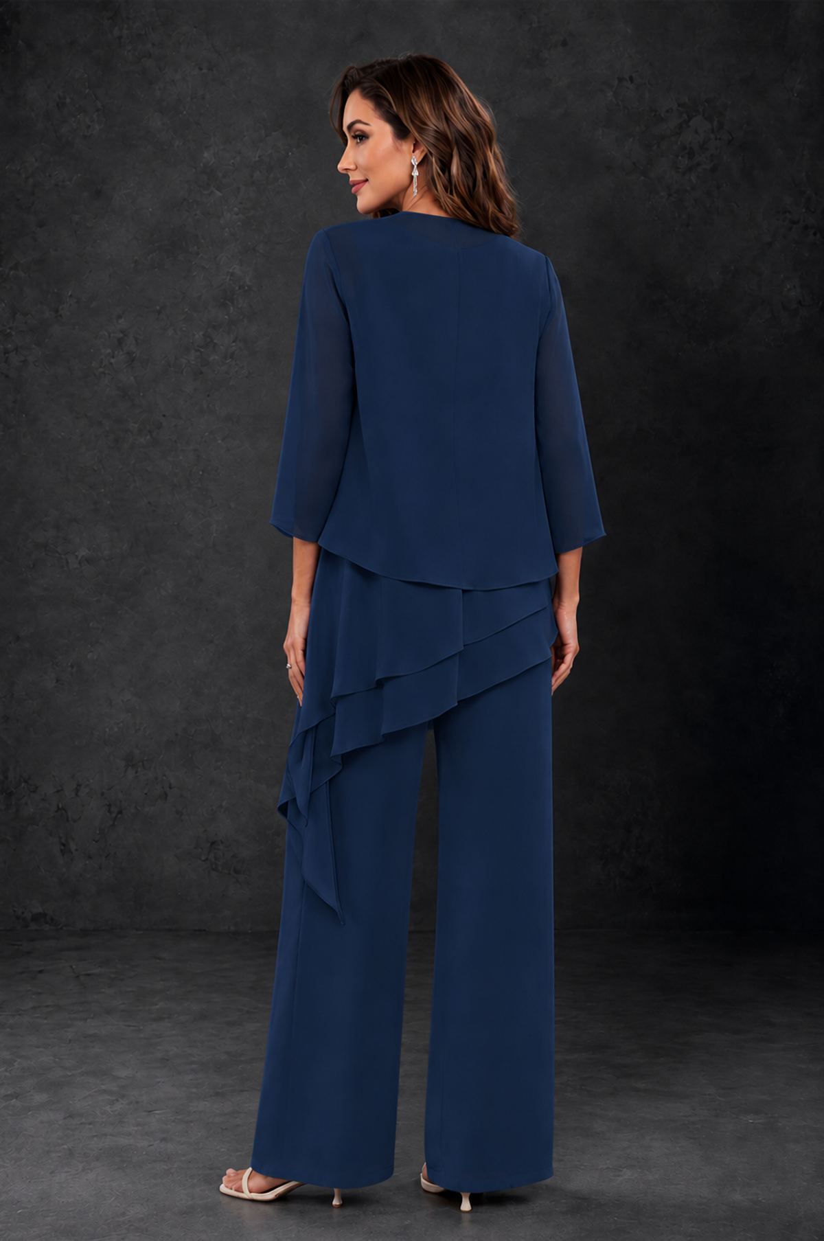 BOLODOO Navy Blue Layered Mother of the Bride Pantsuit with Jacket - Navy Blue - Navy_Blue_2