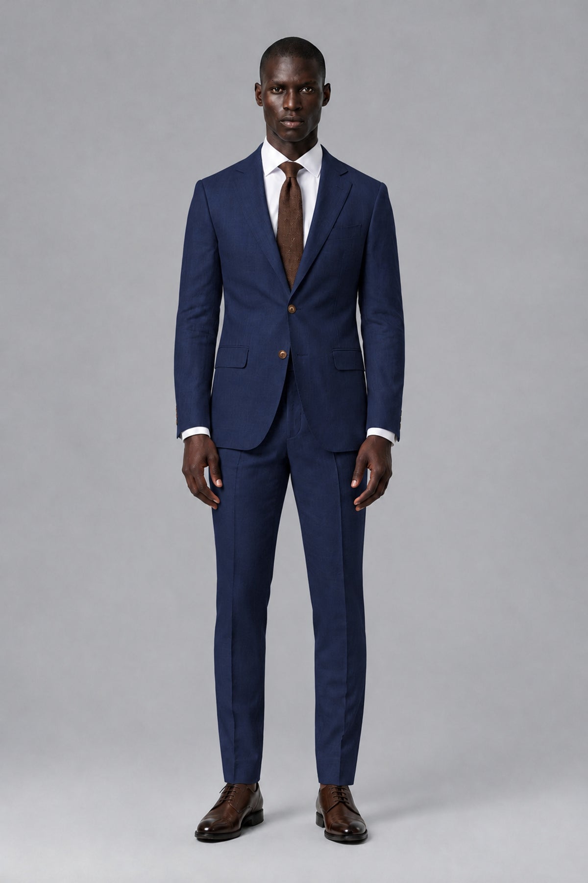 Men's Navy Blue Two-Piece Notch Lapel Suit - Navy Blue - Navy Blue_2