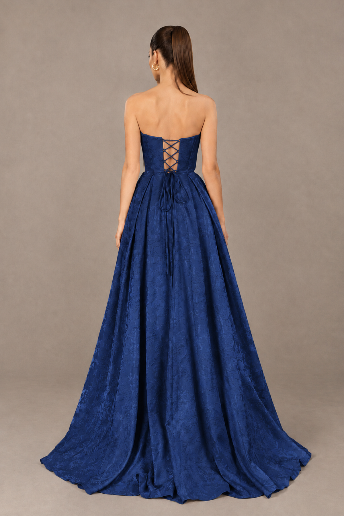 BOLODOO Navy Blue Strapless Sweetheart Corset Prom Dress with High Slit – Lace-Up Back A-Line Evening Gown - Navy Blue - Navy Blue_2