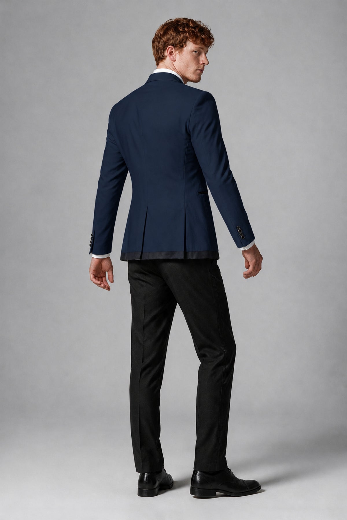 Bolodoo Men's Navy Blue 3-Piece Shawl Lapel Tuxedo Suit with Vest - Navy Blue - Navy Blue_3